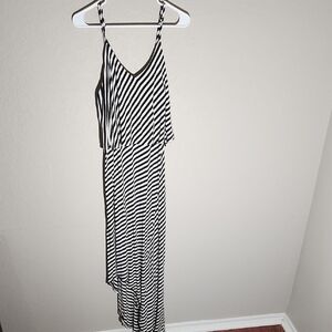 Mossimo Dress Womens size L black  White Striped Maxi Sundress Dress